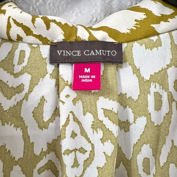 Vince Camuto Olive Green White Cowl Neck Sleeveless Casual Blouse Tops M - Picture 5 of 8